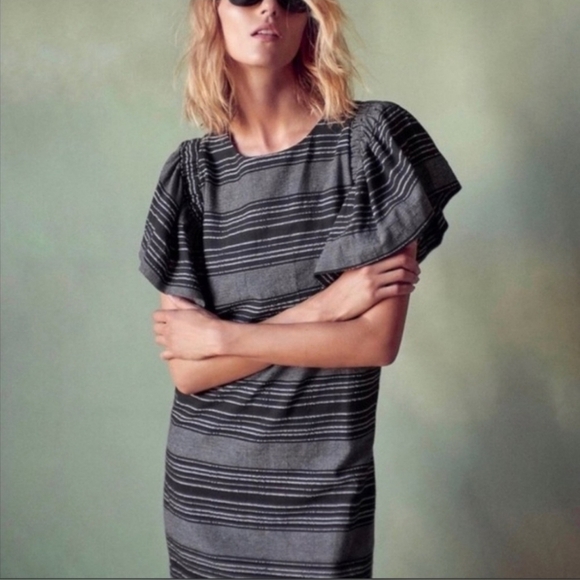 ANTHROPOLOGIE Moon River Striped Denmark Flutter Sleeve Shift‎ Dress Size XS - Picture 3 of 10
